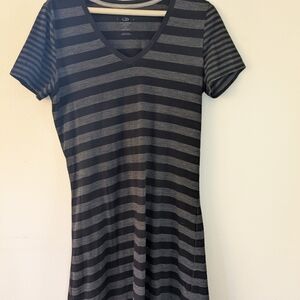 Icebreaker Black and Gray Striped Top